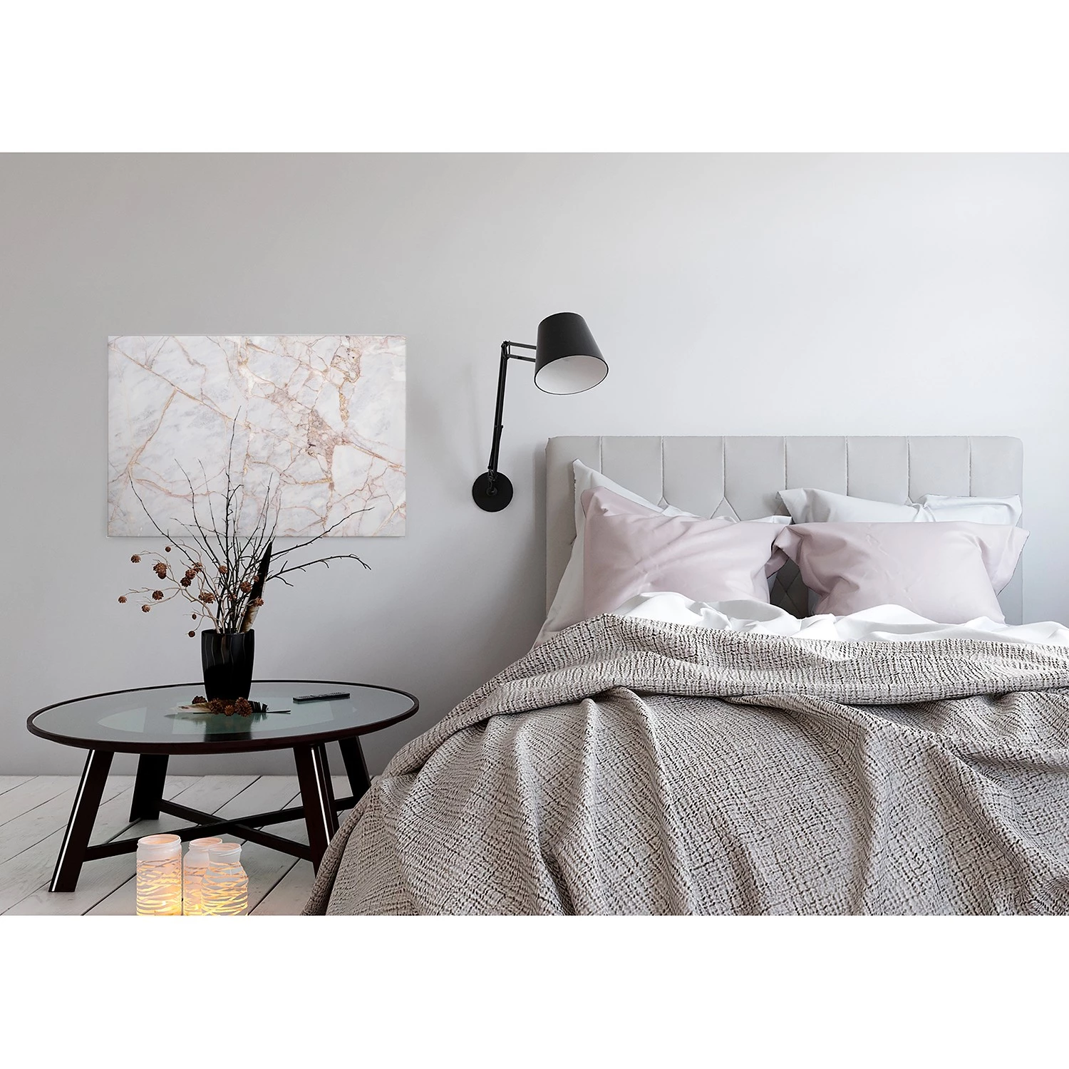 A.S. Création Tableau déco Grey Light Marble - Polyester PVC / Épicéa - Doré / Blanc – Image 6