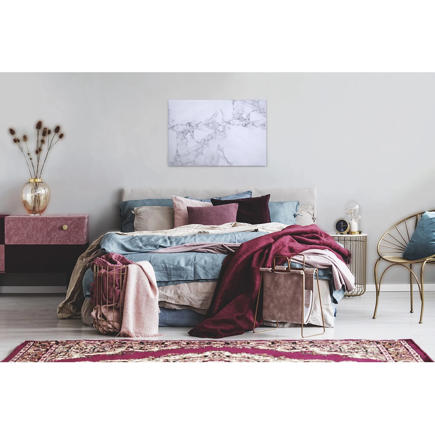 A.S. Création Impression sur toile White Marble - Polyester PVC / Épicéa - Blanc / Gris – Image 3