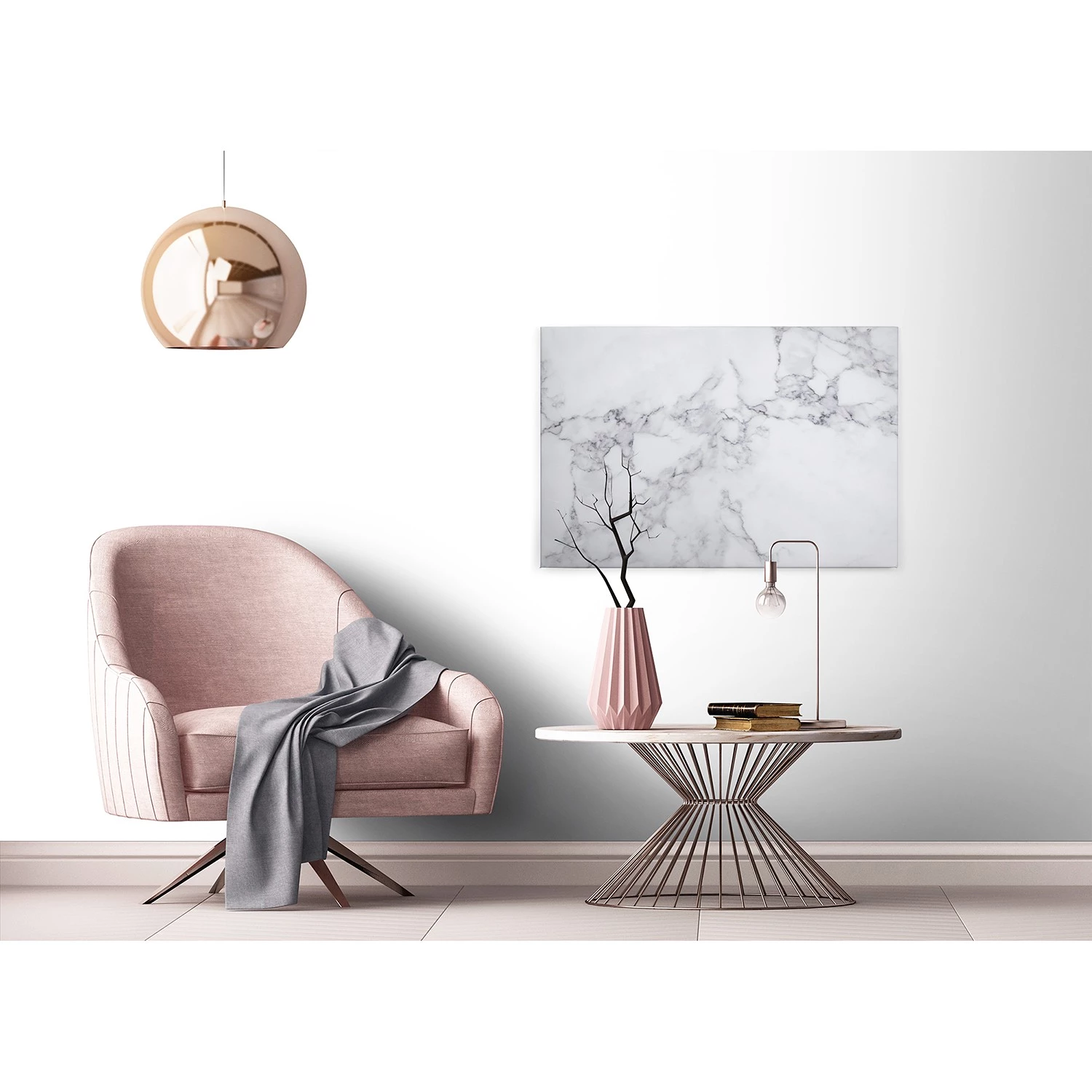 A.S. Création Impression sur toile White Marble - Polyester PVC / Épicéa - Blanc / Gris – Image 5