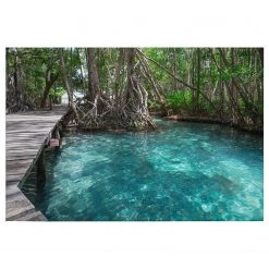 A.S. Création Impression sur toile Jungle Path - Polyester PVC / Épicéa - Bleu / Gris