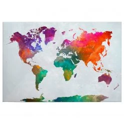 A.S. Création Impression sur toile Global Map - Polyester PVC / Épicéa - Multicolore / Rouge