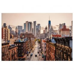 A.S. Création Impression sur toile Skyline New York - Polyester PVC / Épicéa - Marron / Gris