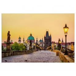 A.S. Création Impression sur toile Charles Bridge - Polyester PVC / Épicéa - Jaune / Beige