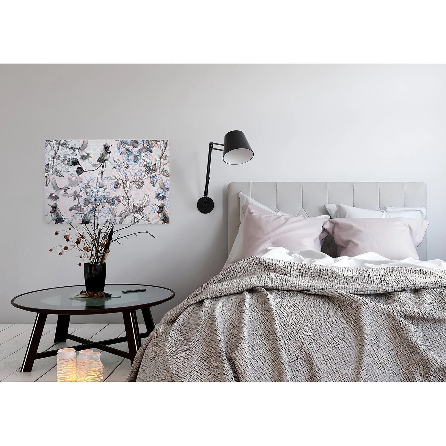 A.S. Création Impression sur toile Blumen Mosaic - Polyester PVC / Épicéa - Gris – Image 7