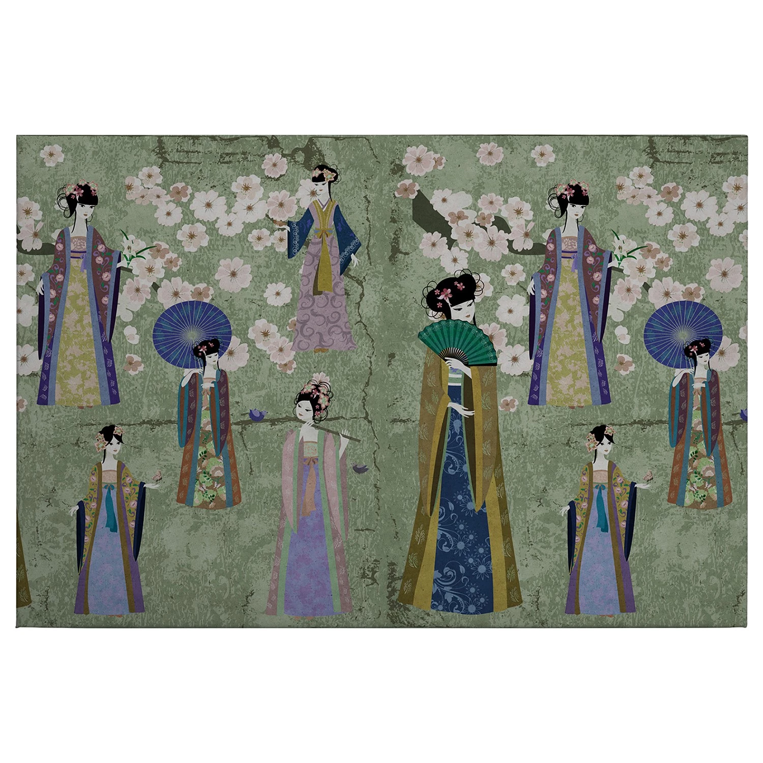 A.S. Création Impression sur toile Kimono - Polyester PVC / Épicéa - Vert / Bleu