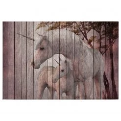 A.S. Création Impression sur toile Licorne Fantasy - Polyester PVC / Épicéa - Rose / Blanc