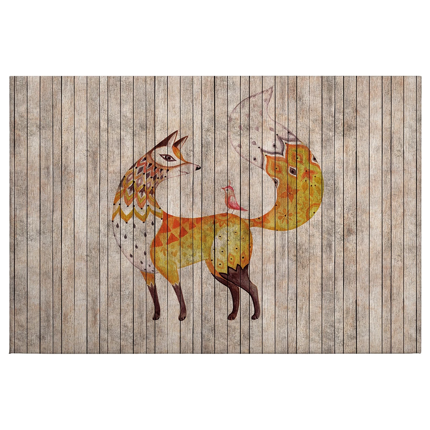 A.S. Création Impression sur toile Fox Fairy Tale - Polyester PVC / Épicéa - Marron / Jaune