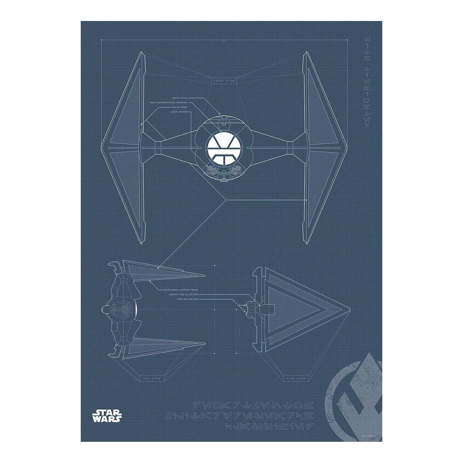 Komar Tableau déco Blueprint Sith TIE-Fighter - Multicolore - Papier - 50 x 70 cm