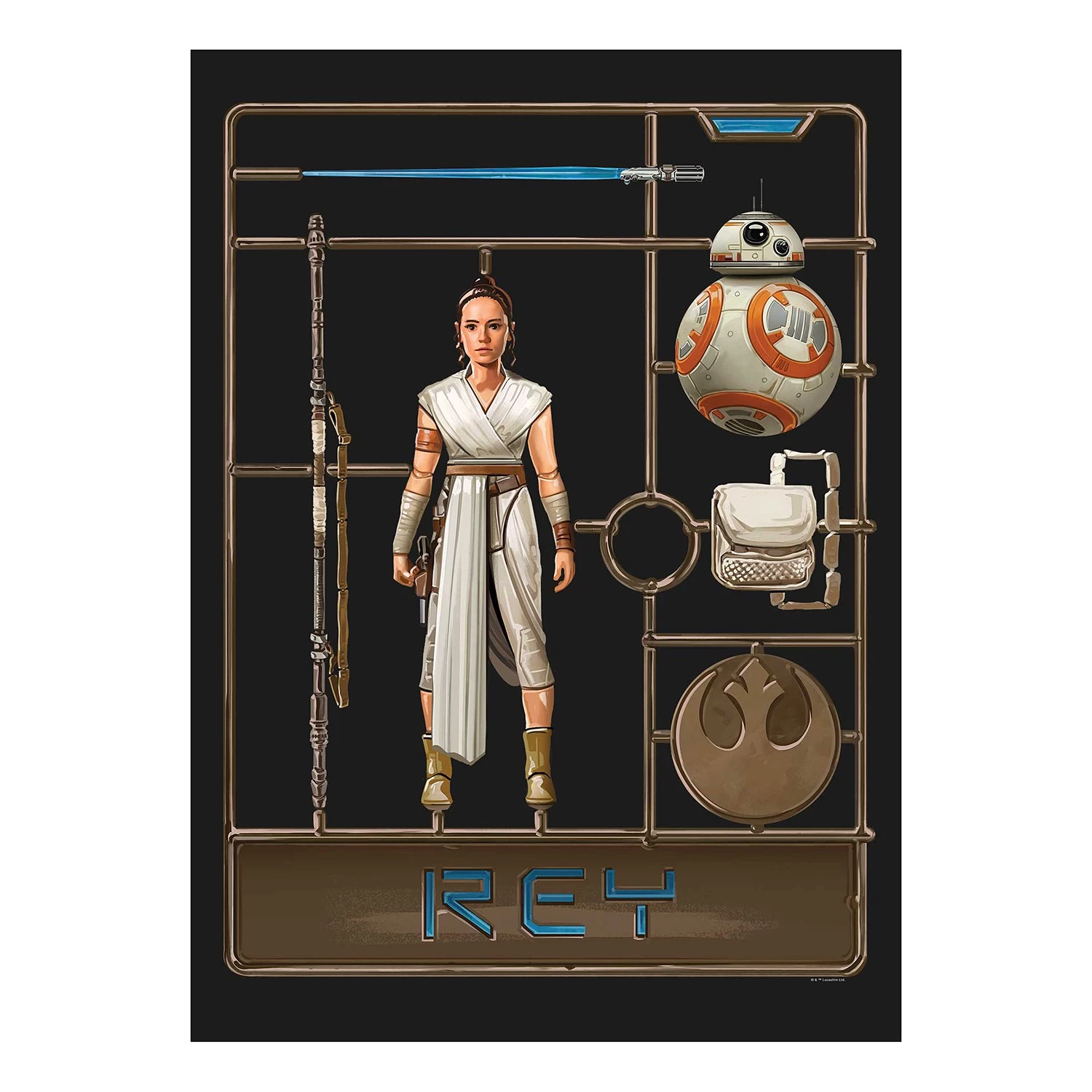 Komar Tableau déco Star Wars Toy Rey - Multicolore - Papier - 50 x 70 cm