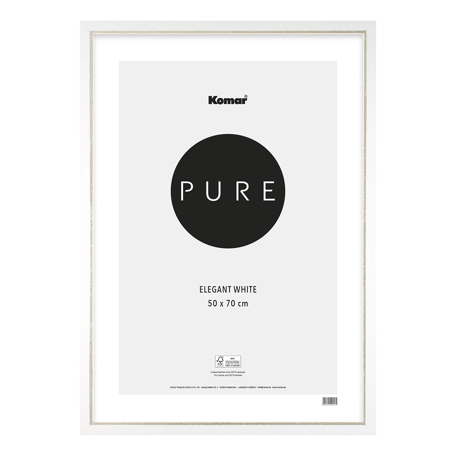 Komar Cadre photo Holz Elegant - Papier / Bois massif - 50 x 70 cm - Blanc