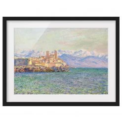Bilderwelten Tableau Monet, Antibes Le Fort II - Papier / Pin - Turquoise - 70 x 50 cm