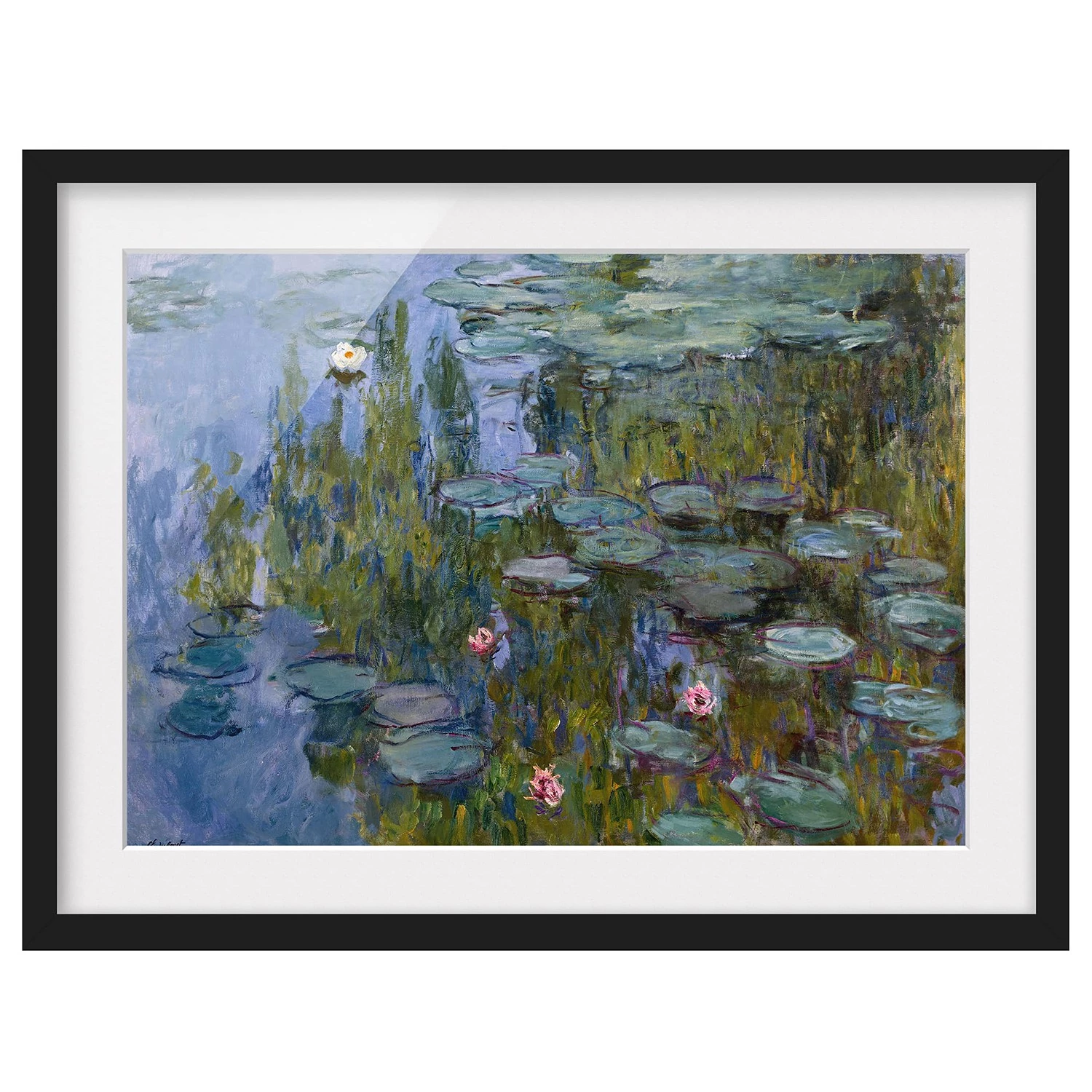 Bilderwelten Tableau Claude Monet, Les Nymphéas II - Papier / Pin - Violet - 70 x 50 cm
