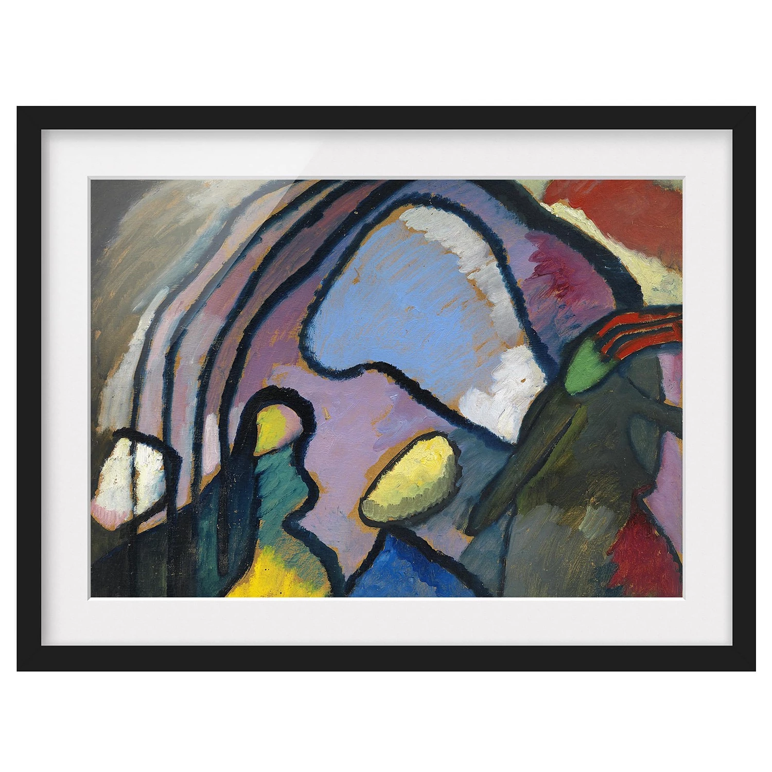 Bilderwelten Tableau Kandinsky, Improvisation II - Papier / Pin - Bleu - 70 x 50 cm