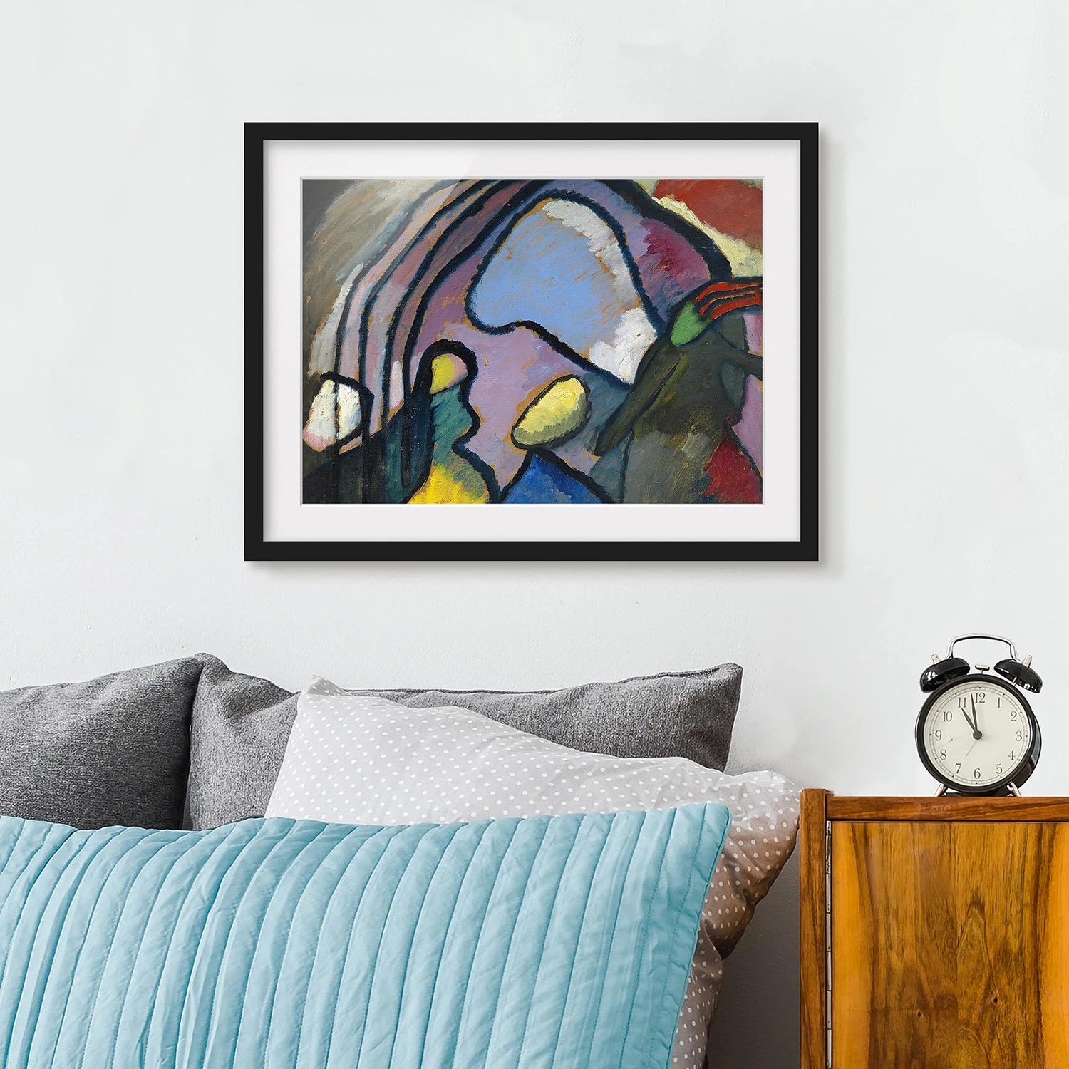 Bilderwelten Tableau Kandinsky, Improvisation II - Papier / Pin - Bleu - 70 x 50 cm – Image 3