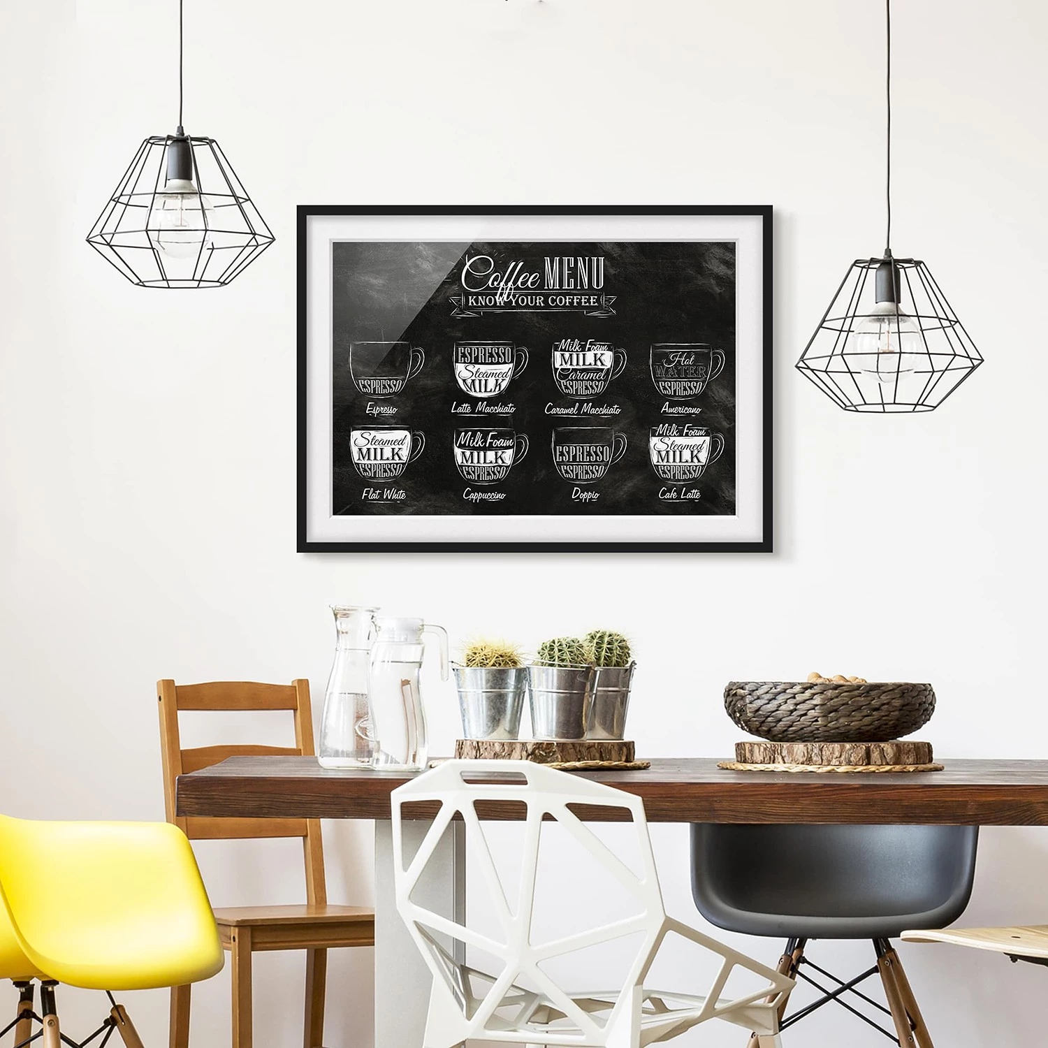 Bilderwelten Tableau déco Les différents cafés II - Papier / Pin - Noir / Blanc - 100 x 70 cm – Image 4