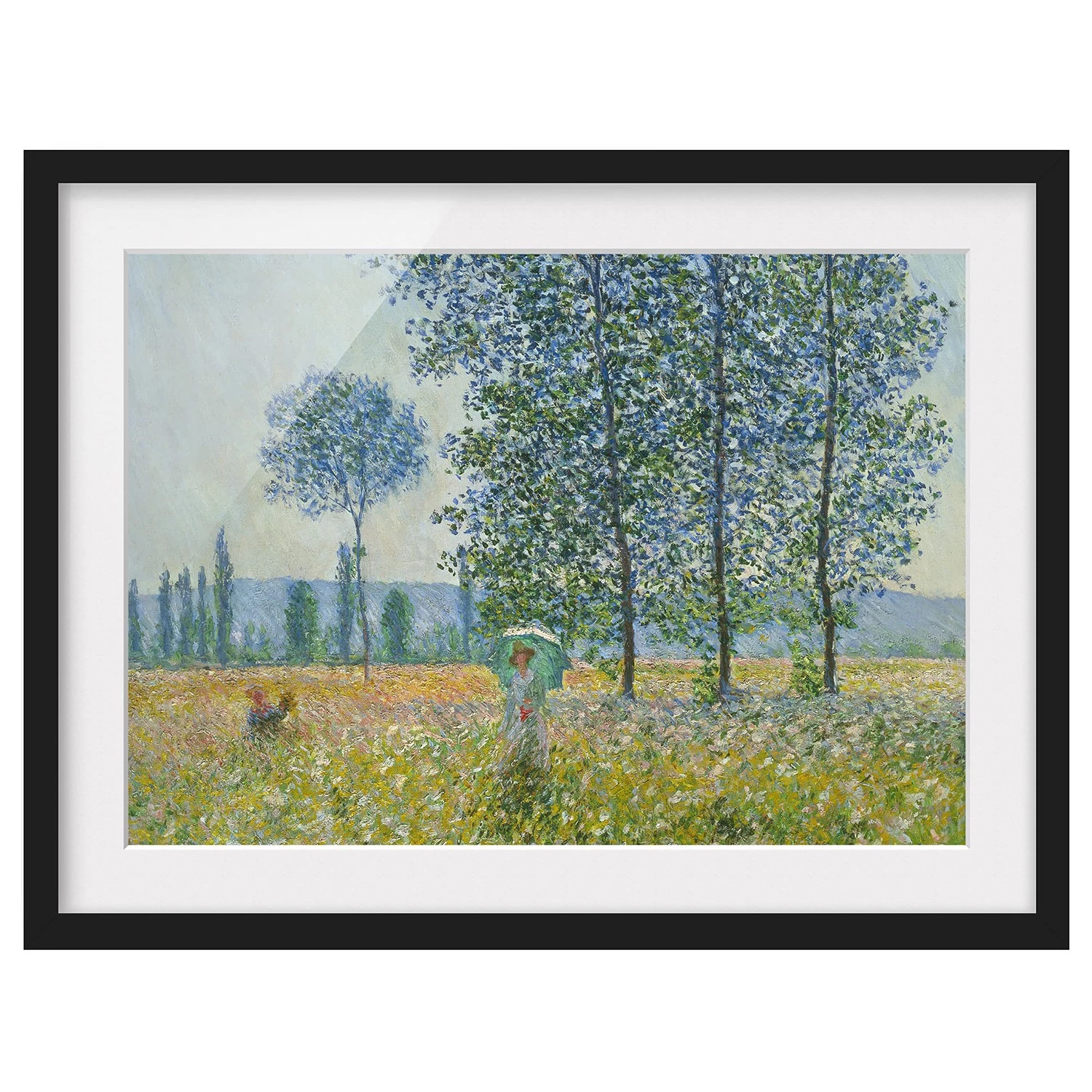 Bilderwelten Tableau Monet, champs au printemps II - Papier / Pin - Vert - 70 x 50 cm