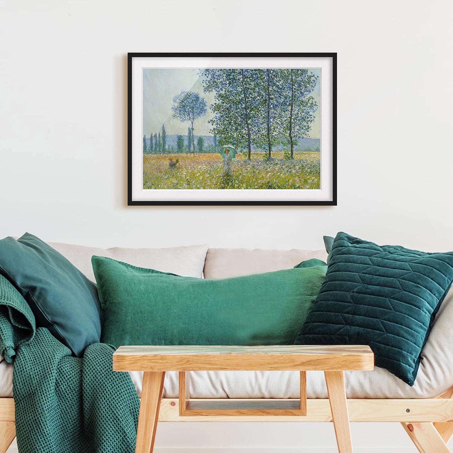 Bilderwelten Tableau Monet, champs au printemps II - Papier / Pin - Vert - 70 x 50 cm – Image 4