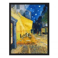 Bilderwelten Tableau van Gogh, Terrasse de café Arles - Papier / Pin - Jaune - 70 x 100 cm