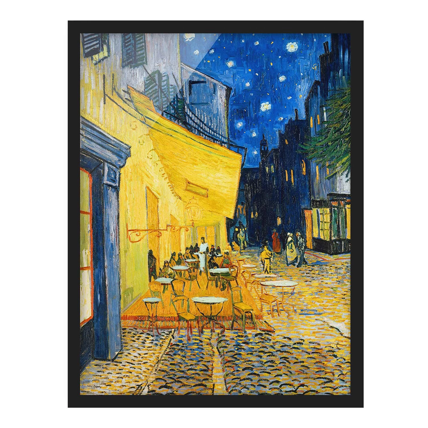 Bilderwelten Tableau van Gogh, Terrasse de café Arles - Papier / Pin - Jaune - 70 x 100 cm