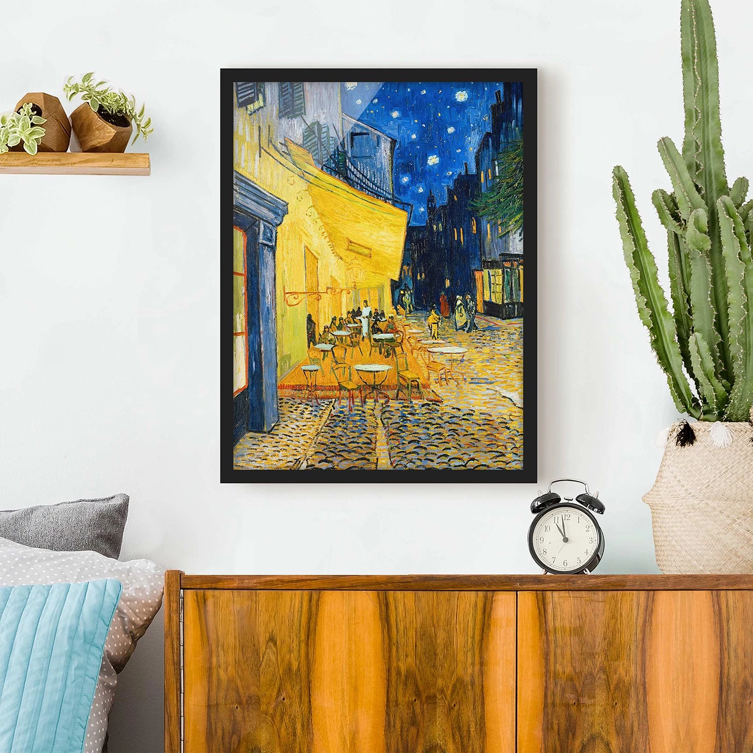 Bilderwelten Tableau van Gogh, Terrasse de café Arles - Papier / Pin - Jaune - 70 x 100 cm – Image 3