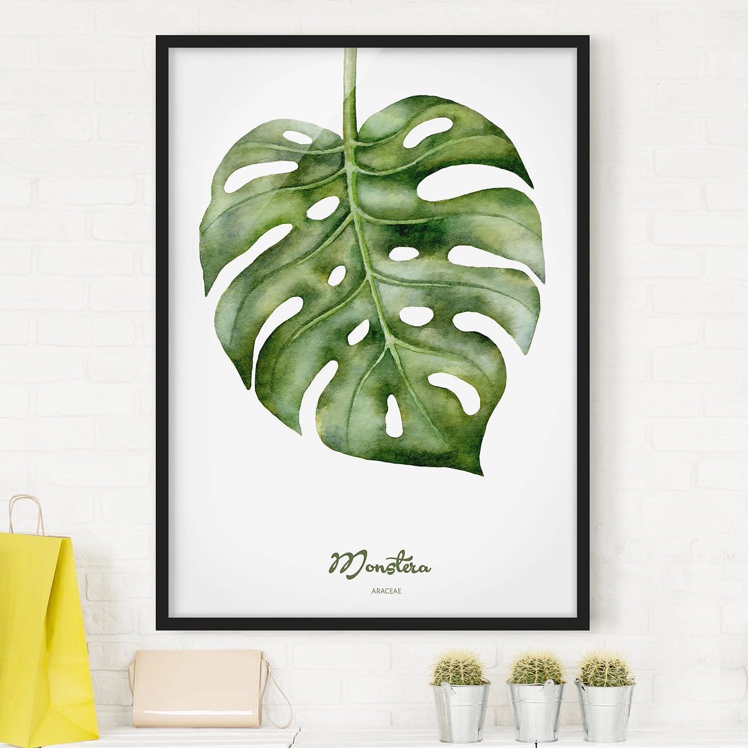 Bilderwelten Tableau déco Monstera botanique - Papier / Pin - Blanc - 50 x 70 cm – Image 2