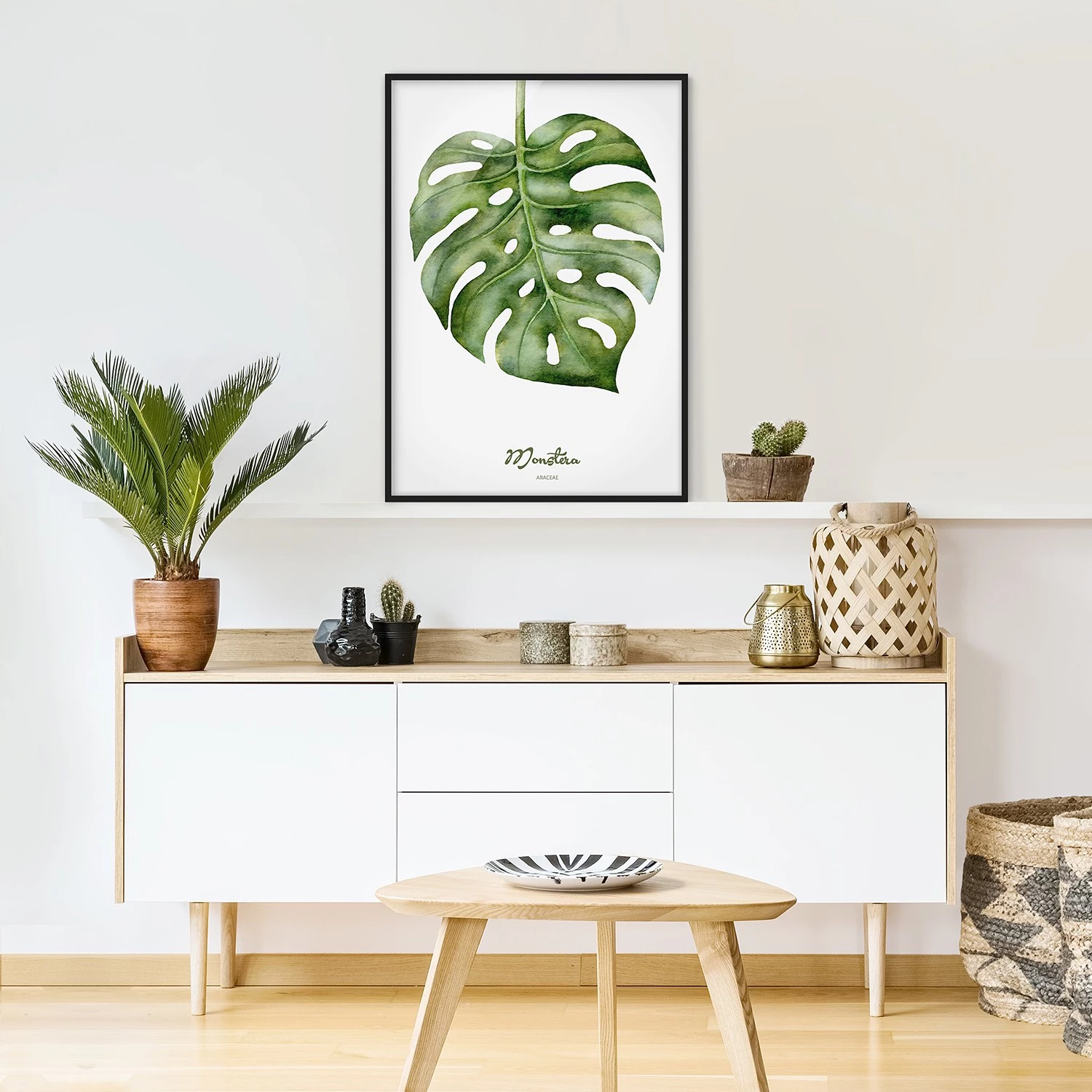 Bilderwelten Tableau déco Monstera botanique - Papier / Pin - Blanc - 50 x 70 cm – Image 3