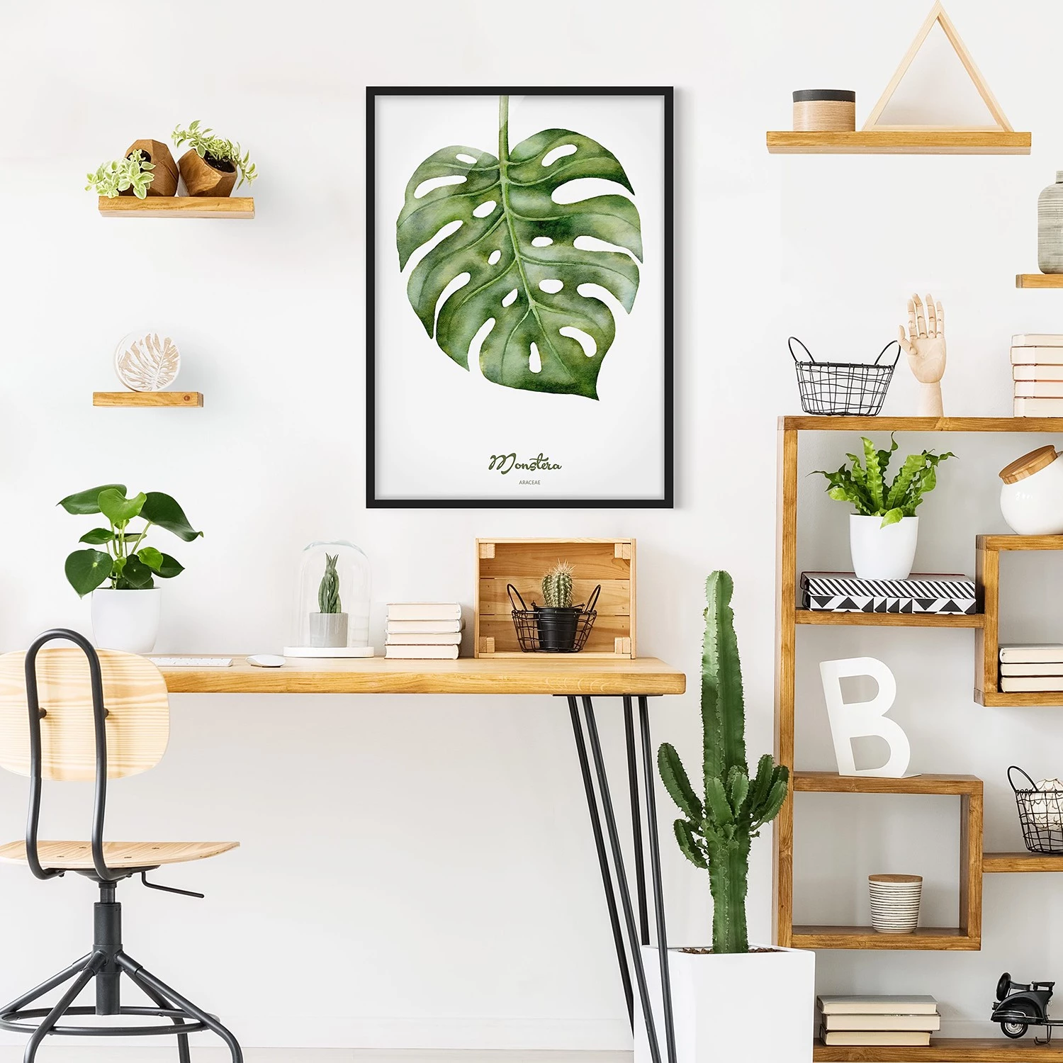 Bilderwelten Tableau déco Monstera botanique - Papier / Pin - Blanc - 50 x 70 cm – Image 4