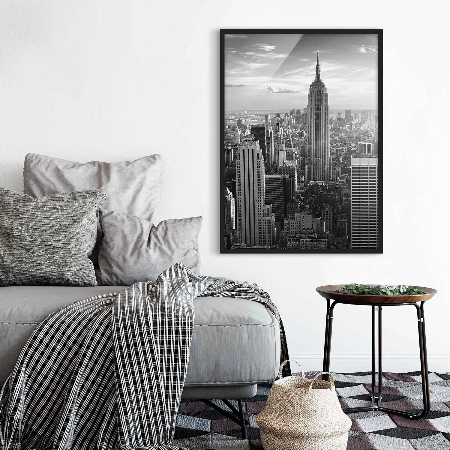 Bilderwelten Tableau déco Manhattan Skyline - Papier / Pin - Noir / Blanc - 50 x 70 cm – Image 3
