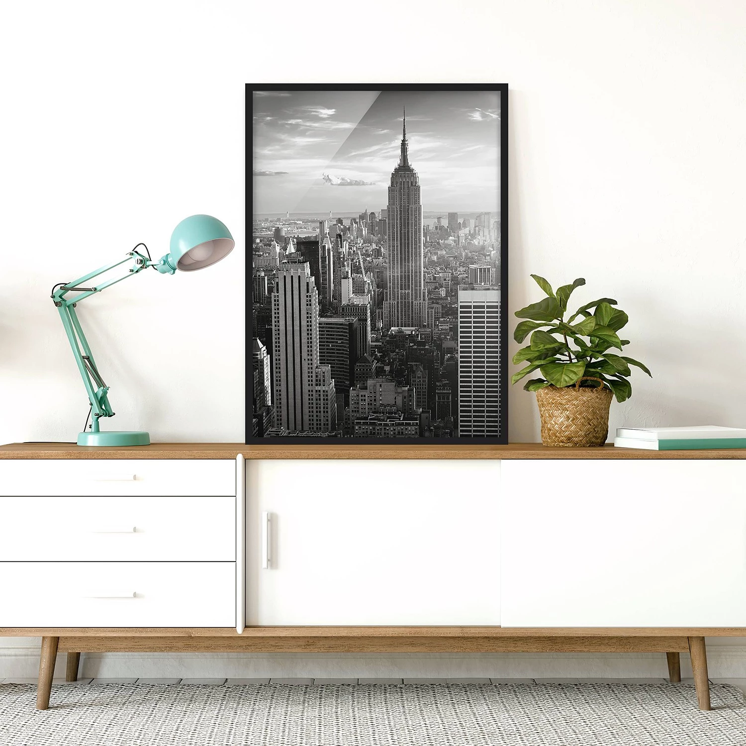 Bilderwelten Tableau déco Manhattan Skyline - Papier / Pin - Noir / Blanc - 50 x 70 cm – Image 4