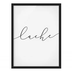 Bilderwelten Tableau déco Lache calligraphie - Papier / Pin - Blanc - 50 x 70 cm