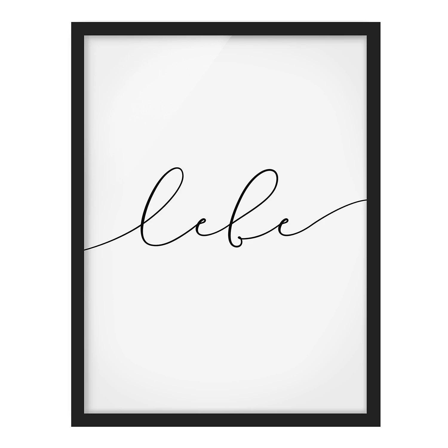 Bilderwelten Tableau déco Lebe calligraphie - Papier / Pin - Blanc - 50 x 70 cm