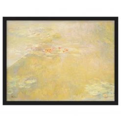 Bilderwelten Tableau Monet, le bassin aux Nymphéas - Papier / Pin - Jaune