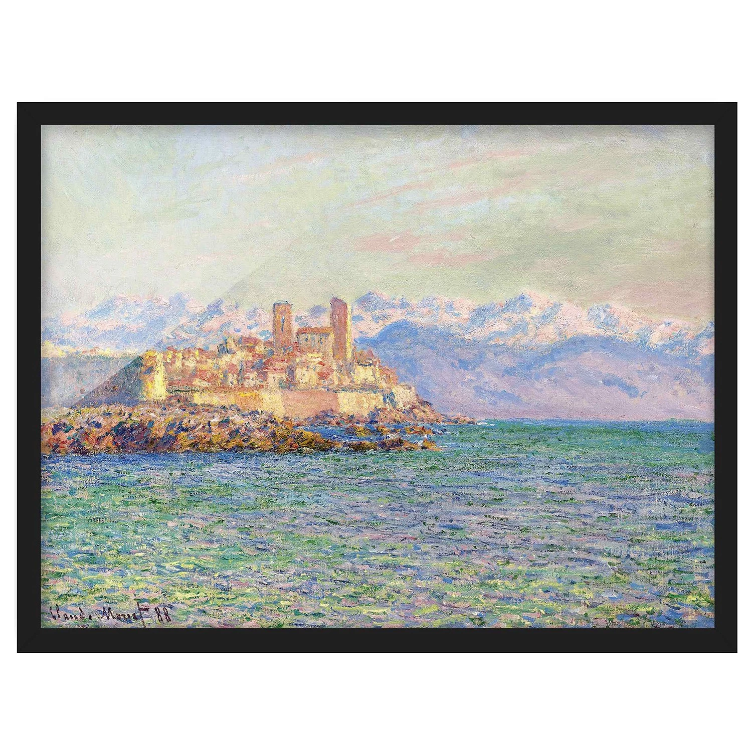 Bilderwelten Tableau Monet, Antibes Le Fort I - Papier / Pin - Turquoise