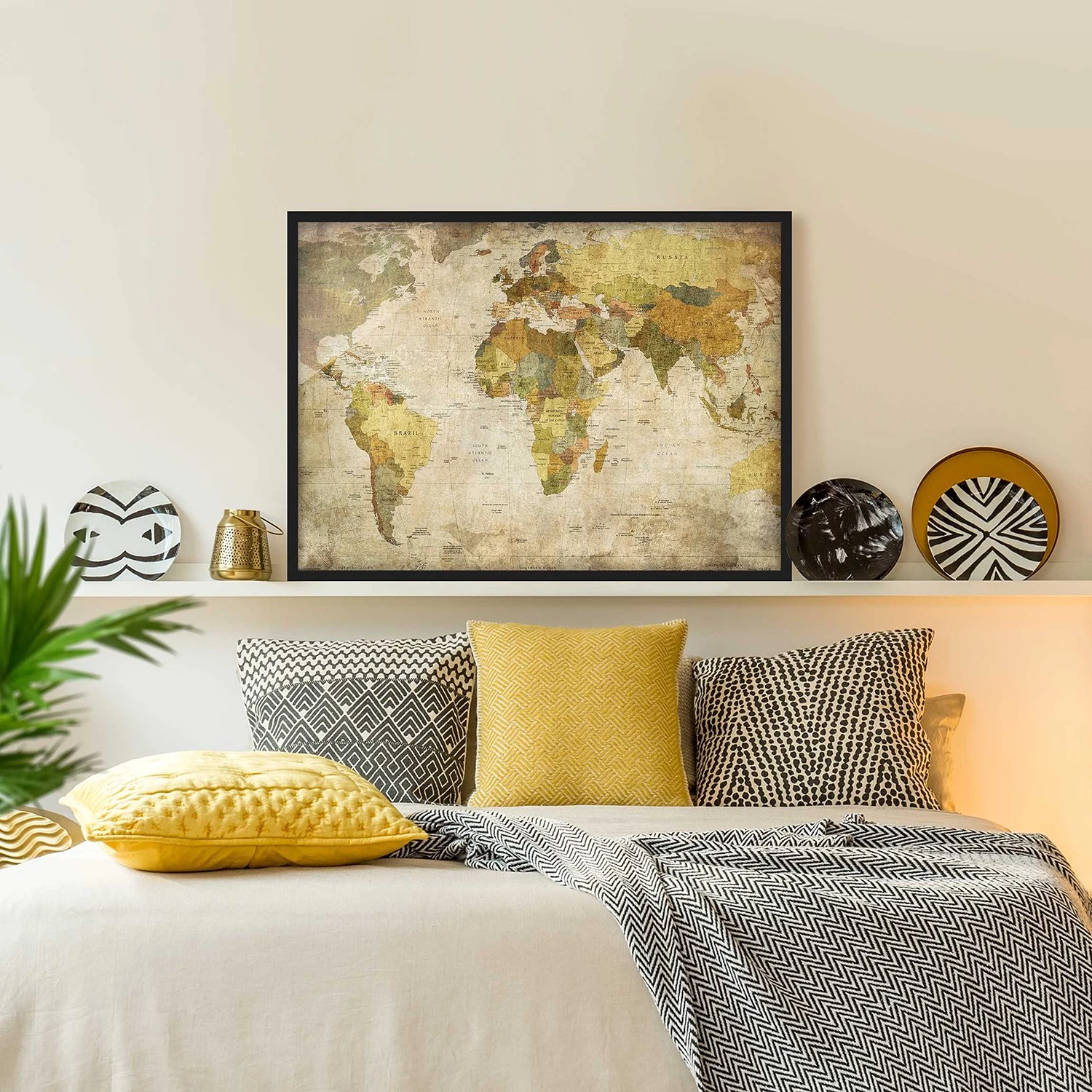 Bilderwelten Tableau déco Weltkarte I - Papier / Pin - Vert – Image 3