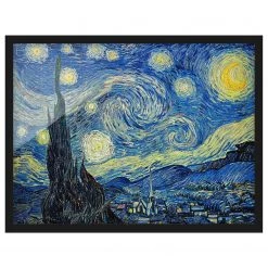 Bilderwelten Tableau van Gogh, Nuit étoilée V - Papier / Pin - Bleu