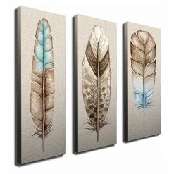 Wallity Impression sur toile Letitia (3 élém.) - Toile / Panneau composite en bois - Multicolore - 60 x 70 cm