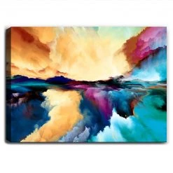 Wallity Impression sur toile La Sal - Toile / Panneau composite en bois - Multicolore - 70 x 100 cm