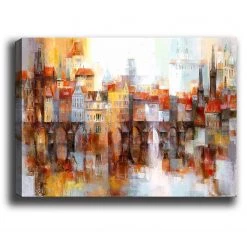 Wallity Impression sur toile Lamporo - Toile / Panneau composite en bois - Multicolore - 70 x 100 cm