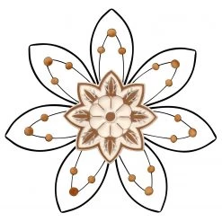 Twentyfour Décoration murale Tamariu - Fer - Noir / Marron / Beige - H : 57 x 5 cm - Ø 57 cm