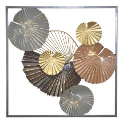 Twentyfour Décoration murale Ranoma - Fer - Noir / Cuivré / Doré - 50 x 50 x 5 cm