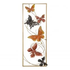 Twentyfour Décoration murale Rela - Fer - Terre / Anthracite / Doré - 28,5 x 74,5 x 4 cm