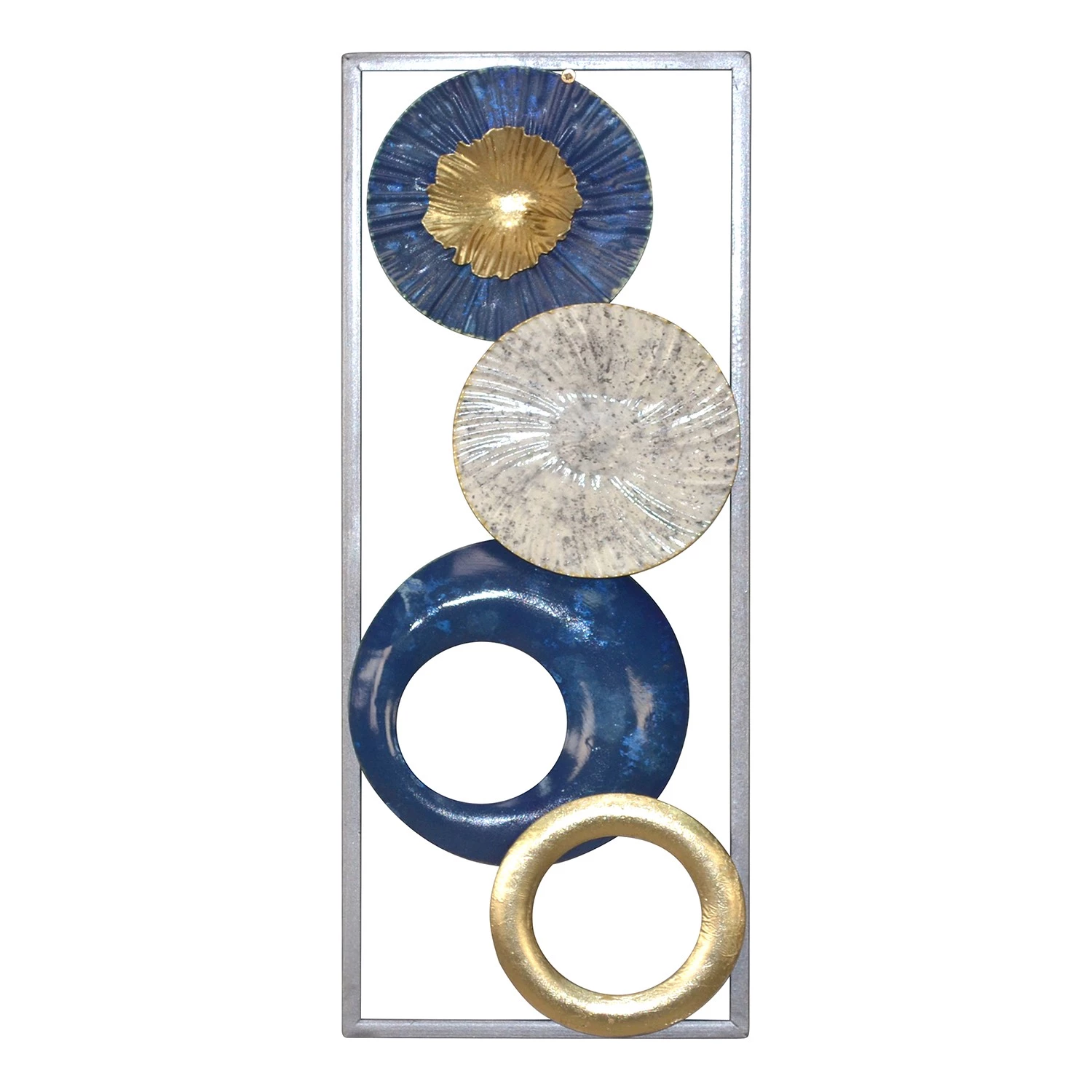 Twentyfour Décoration murale Ryde - Fer - Bleu / Gris / Doré - 20 x 50 x 3 cm