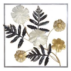 Twentyfour Décoration murale Rubina - Fer - Noir / Doré - 50 x 50 x 5 cm