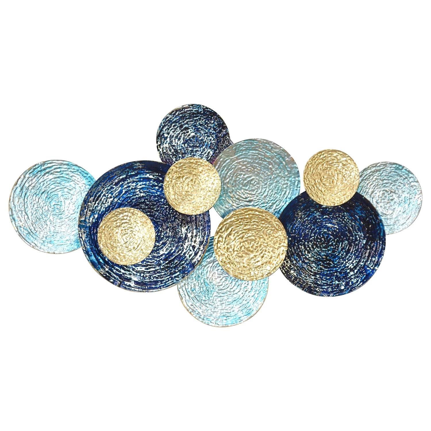 Twentyfour Décoration murale Sayreville - Fer - Bleu / Doré - 89 x 49 x 8 cm