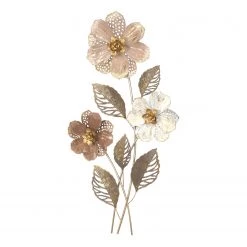 Twentyfour Décoration murale Senta - Fer - Marron / Crème / Doré - 46 x 88 x 6 cm