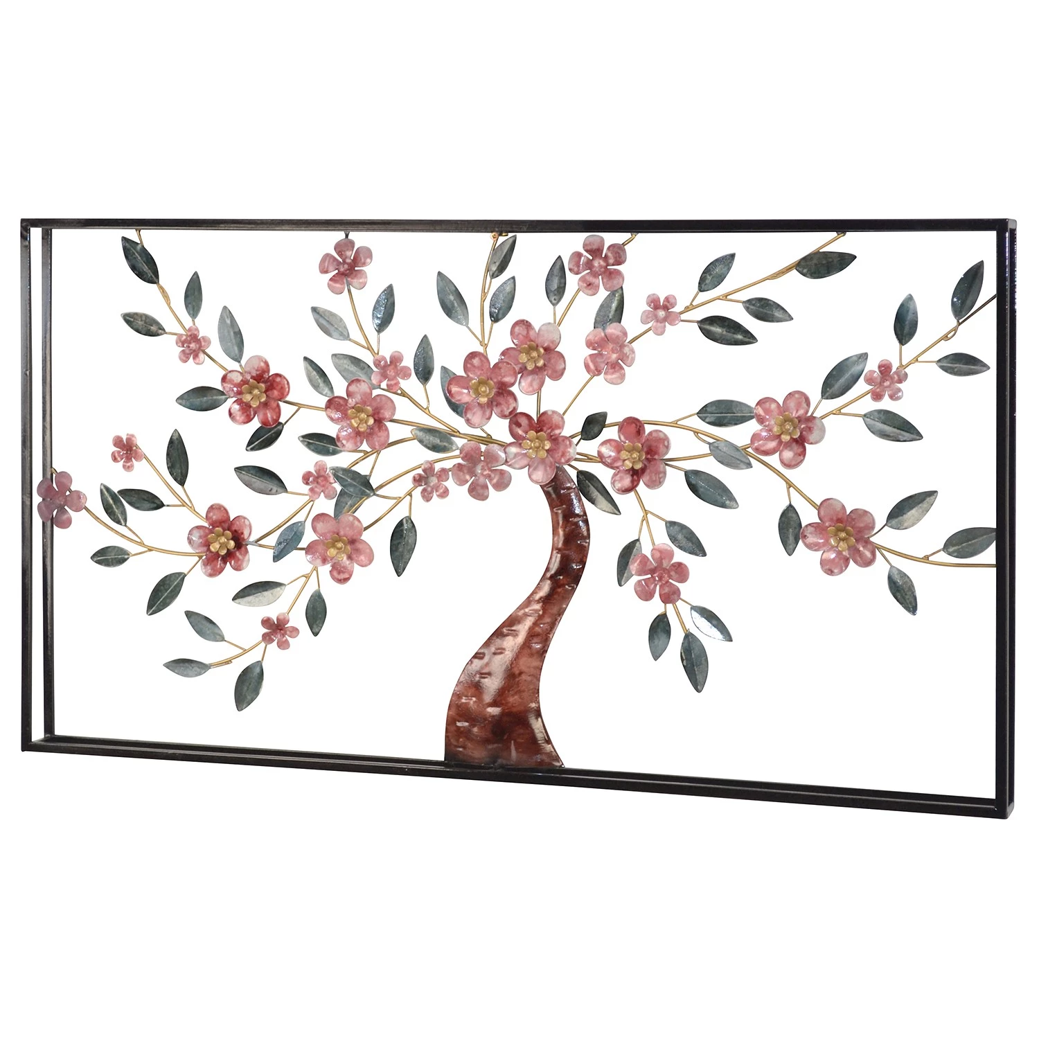 Twentyfour Décoration murale Serrone - Fer - Rose / Noir / Vert - 91 x 50 x 6 cm