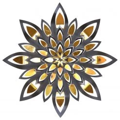 Twentyfour Décoration murale Skiveren - Fer - Noir / Doré - H : 59 x 5,1 cm - Ø 59 cm