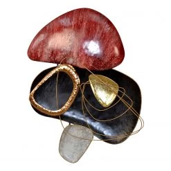 Twentyfour Décoration murale Sorini - Fer - Rouge / Noir / Doré / Gris - 100 x 78 x 10 cm