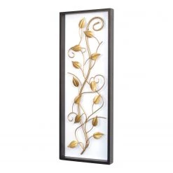 Twentyfour Décoration murale Tamare - Fer - Noir / Doré - 26 x 71,5 x 5 cm