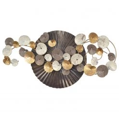 Twentyfour Décoration murale Swantje - Fer - Doré / Argenté / Noir - 120 x 58 x 8,9 cm